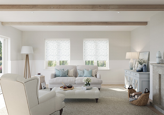Botanical Watercolour, Blue Seafoam - Twist&Fit Roller Blind - Image 8